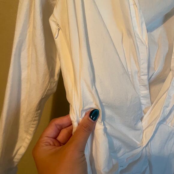 Mable White Long Sleeve Collared Ruched Mini Dress -‎ Size S - Picture 4 of 9